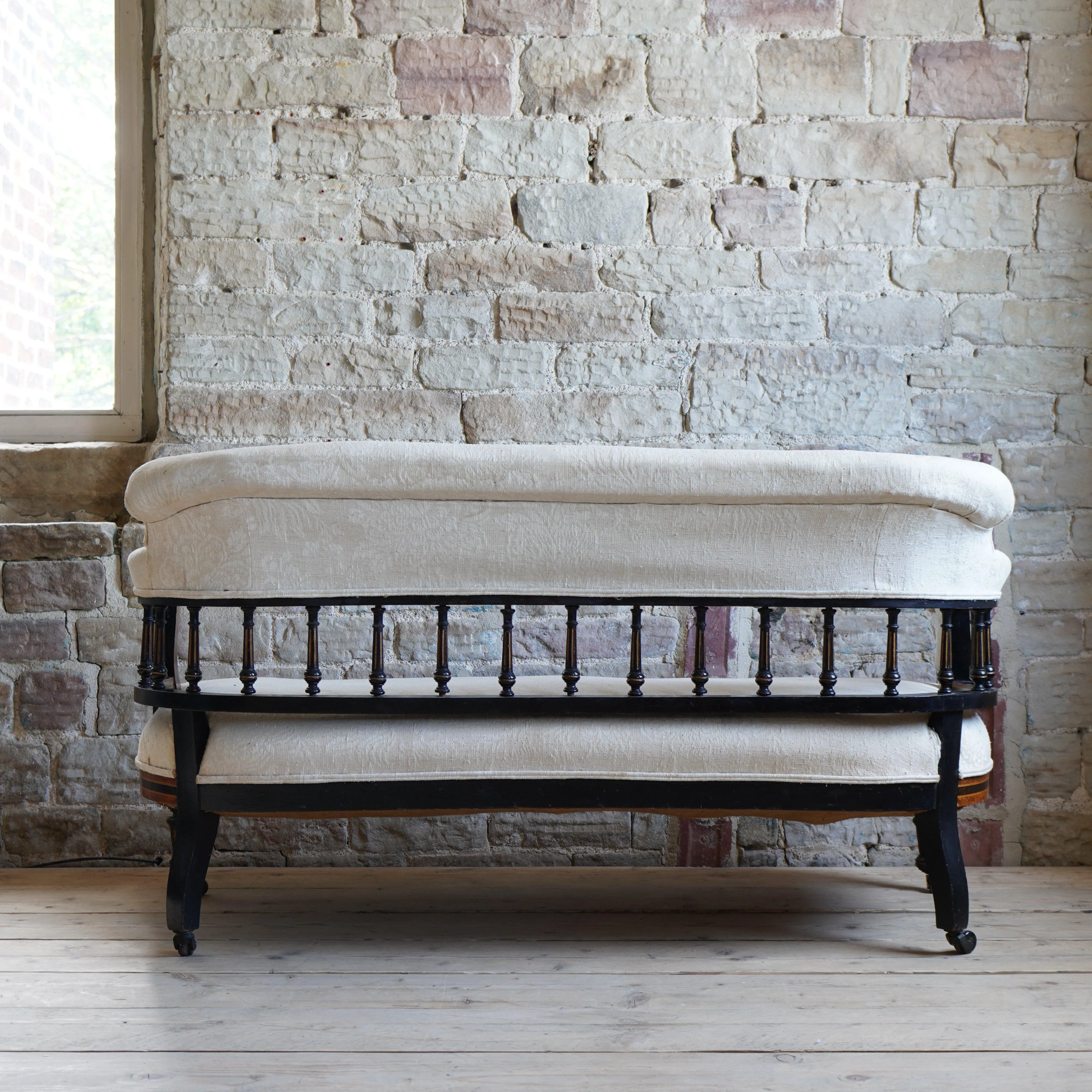 French Marquetry Inlaid Salon Sofa