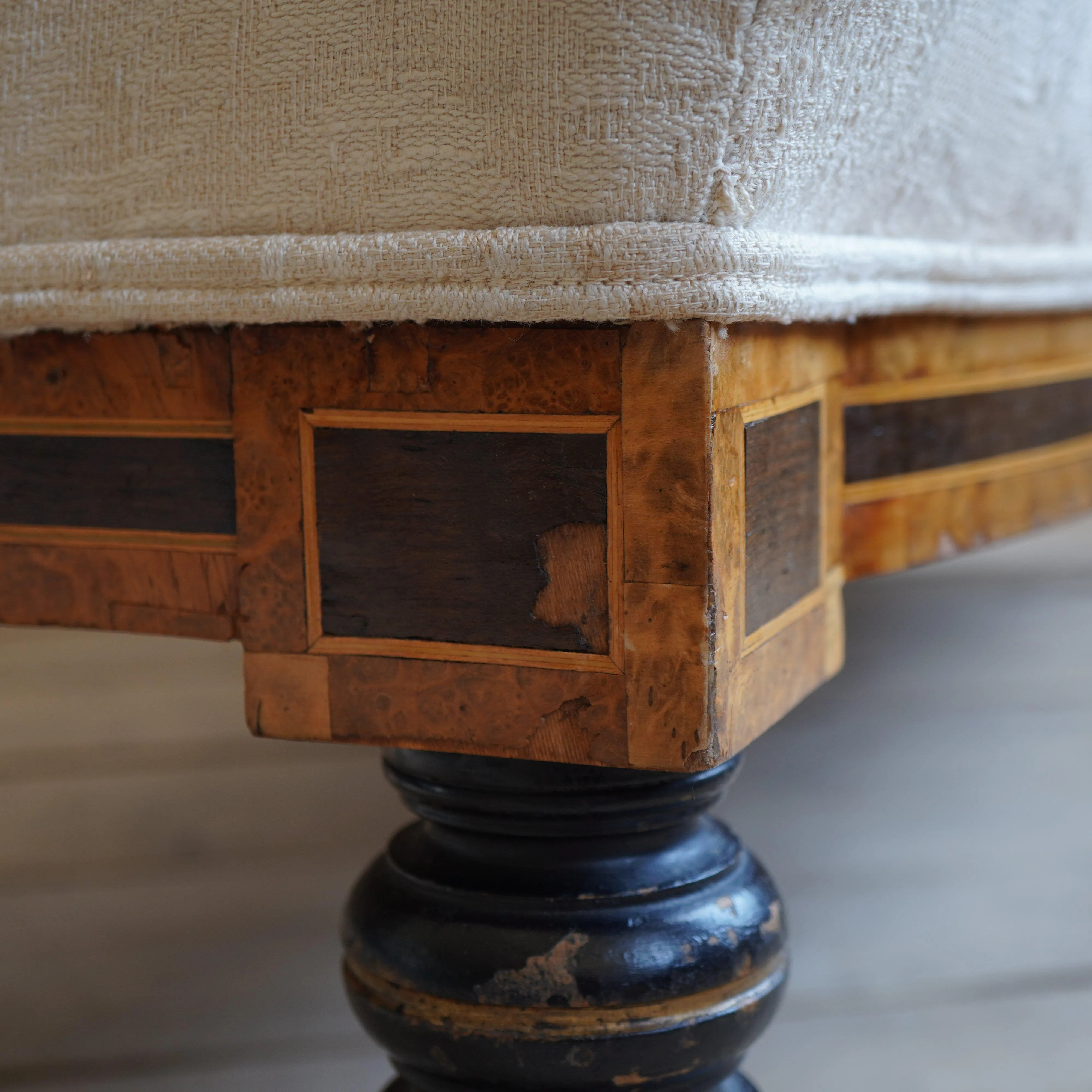 French Marquetry Inlaid Salon Sofa