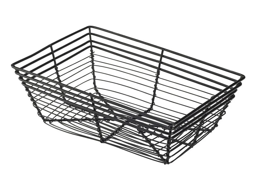 Genware WB2315BK Wire Basket, Rectangular 23 x 15 x 7.5cm - Pack of 6