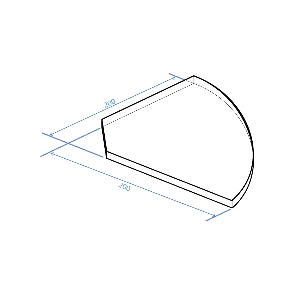 GLASS SHELF 10MM CLEAR TOUGHENED TRIANGLE 200 X 200