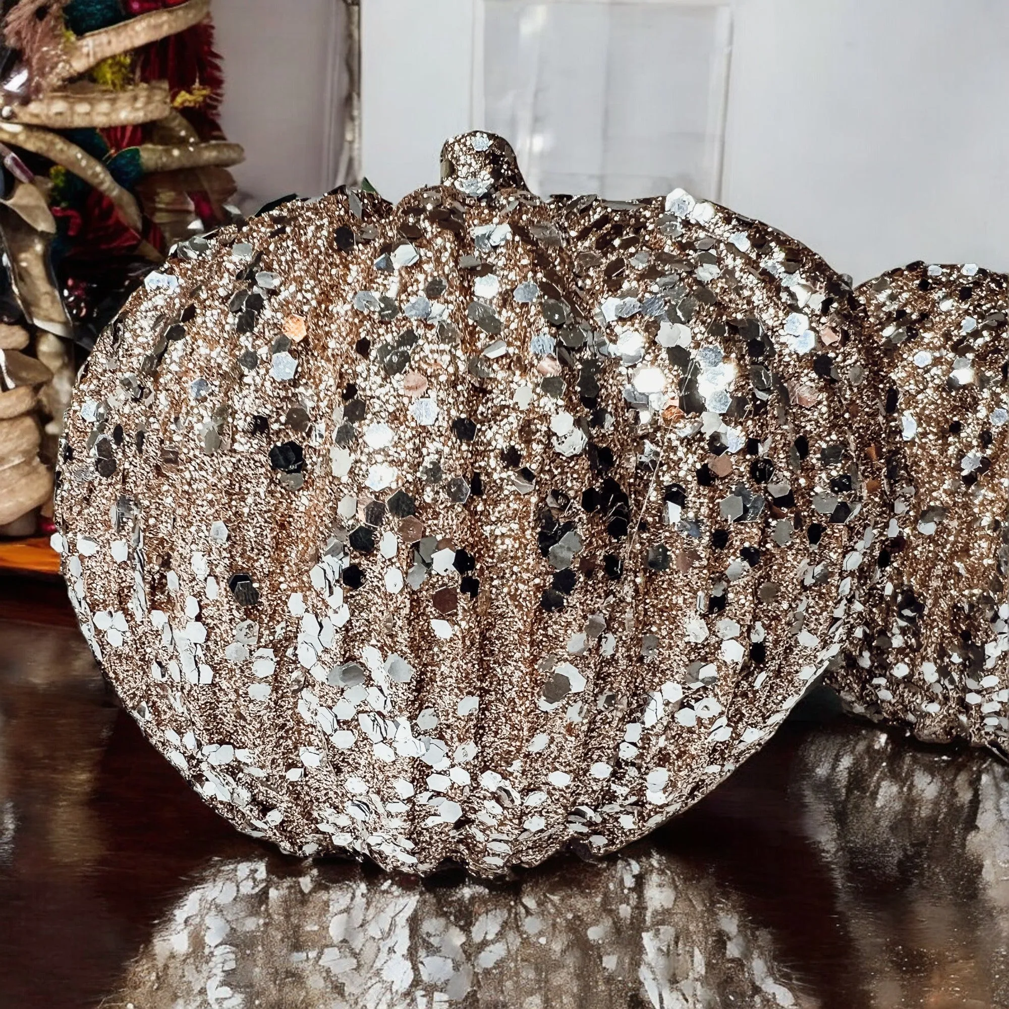 Glitter Sequin Pumpkin 4"