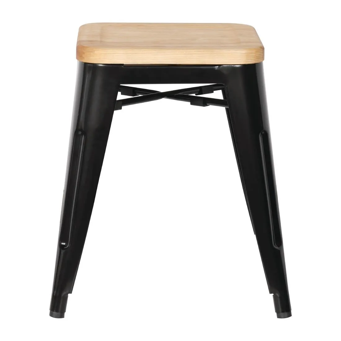 GM635 Bolero Bistro Low Stools with Wooden Seat Pad (Pack of 4)