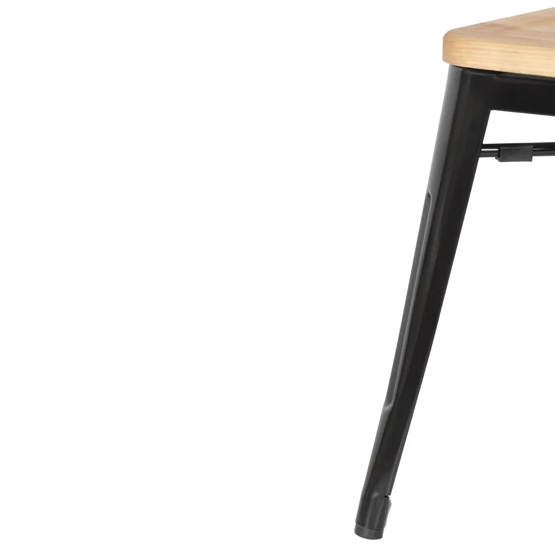 GM635 Bolero Bistro Low Stools with Wooden Seat Pad (Pack of 4)