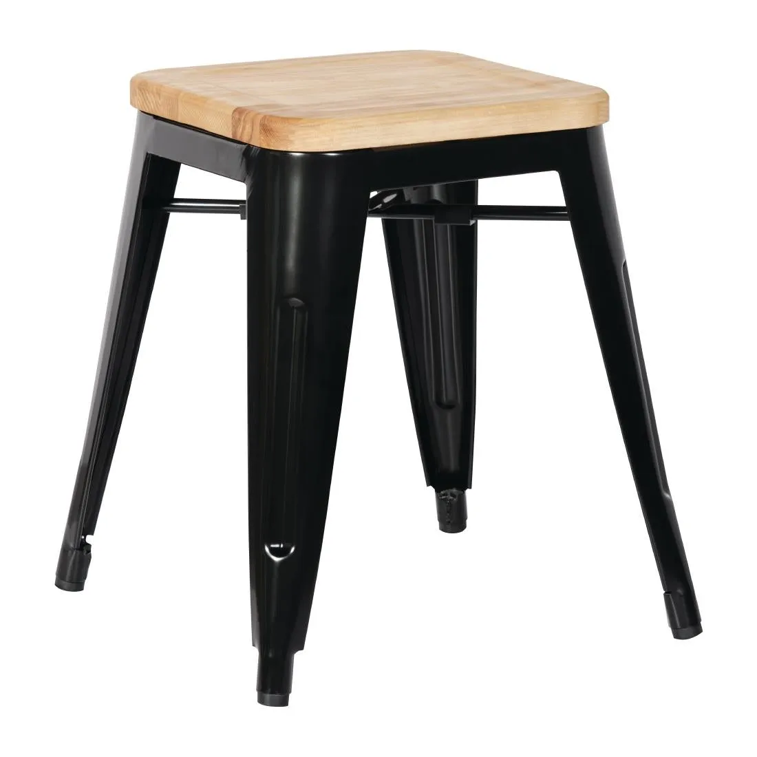 GM635 Bolero Bistro Low Stools with Wooden Seat Pad (Pack of 4)