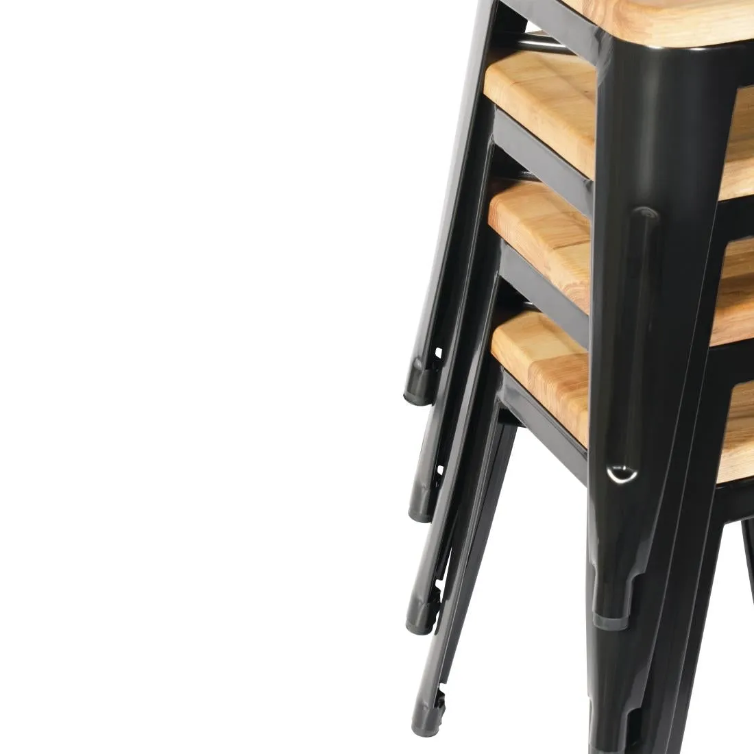 GM635 Bolero Bistro Low Stools with Wooden Seat Pad (Pack of 4)