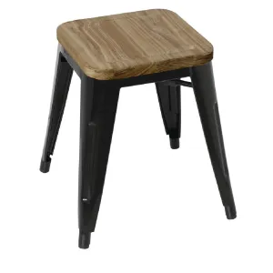 GM635 Bolero Bistro Low Stools with Wooden Seat Pad (Pack of 4)
