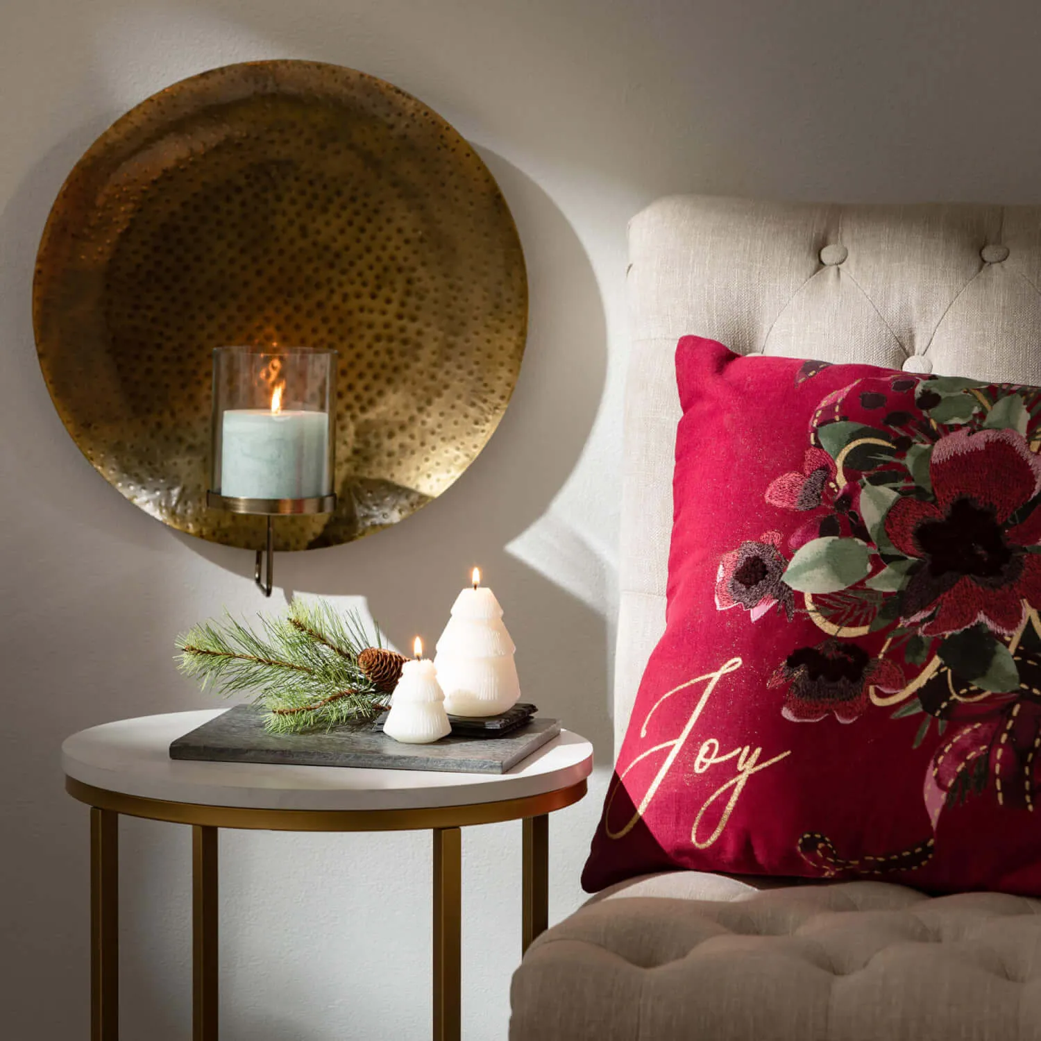 Gold Hammered Metal Sconce Set