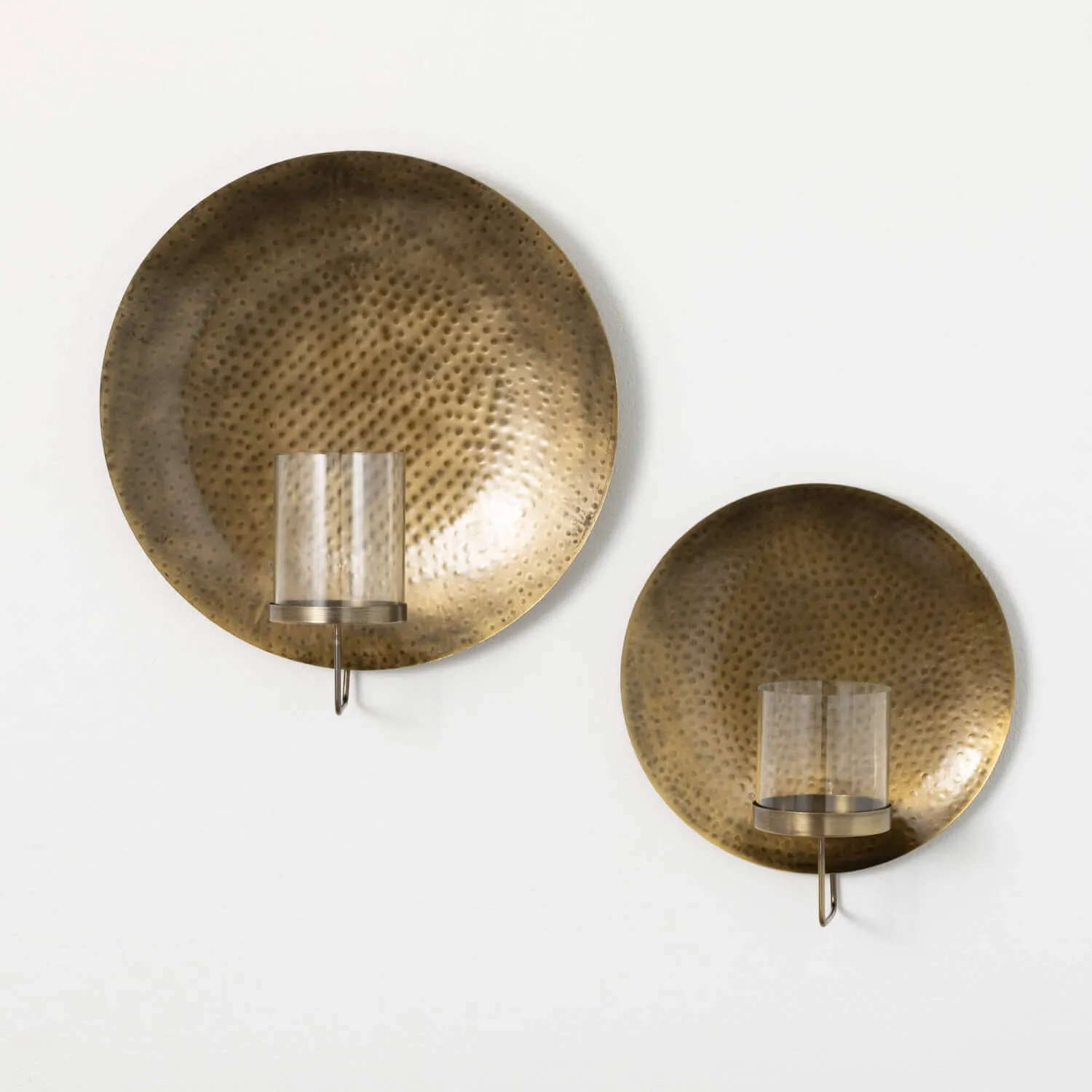 Gold Hammered Metal Sconce Set