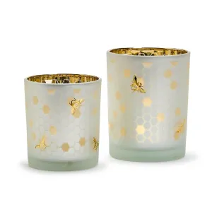 Golden Bee Silhouette Candleholders Pair
