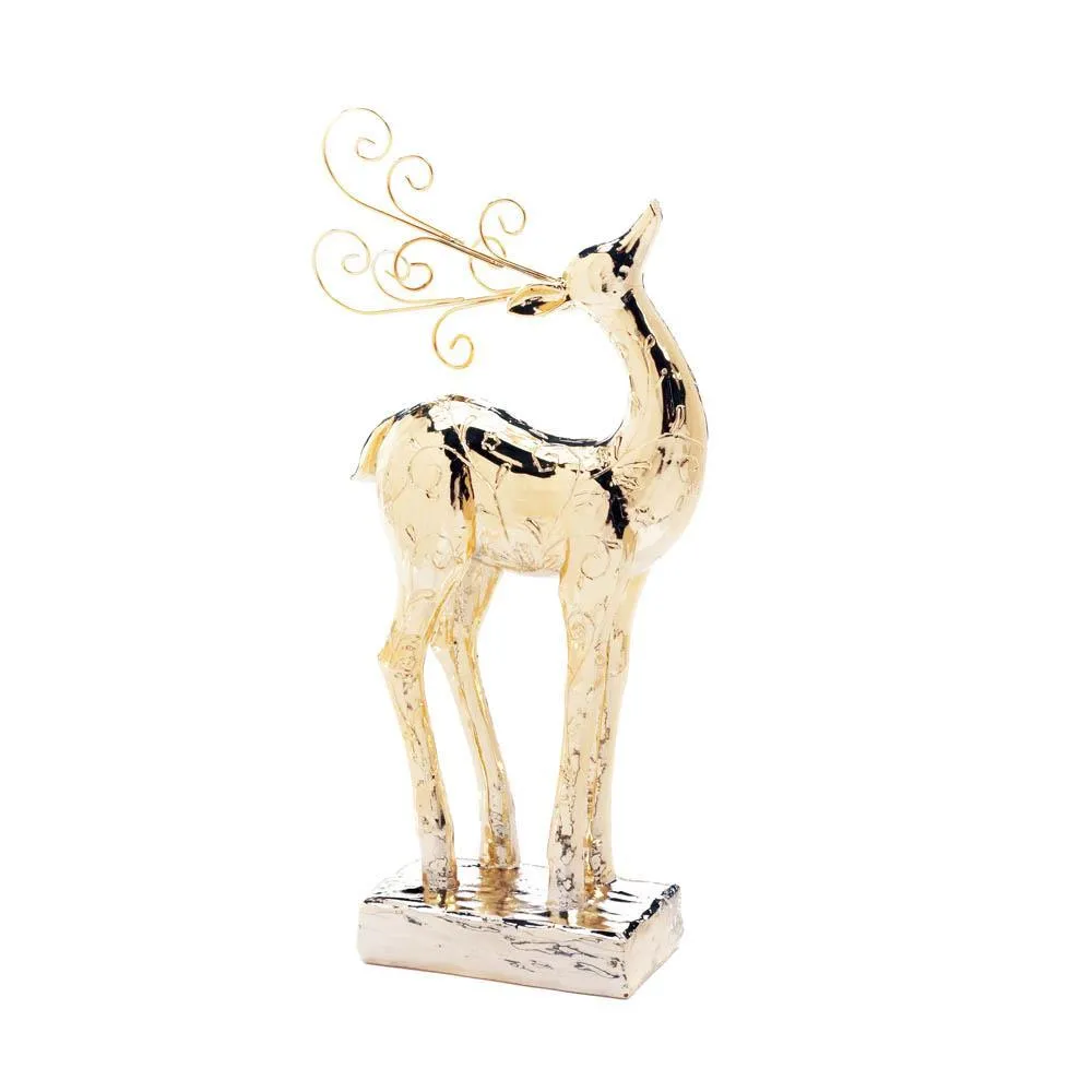 Golden Dasher Reindeer Statue