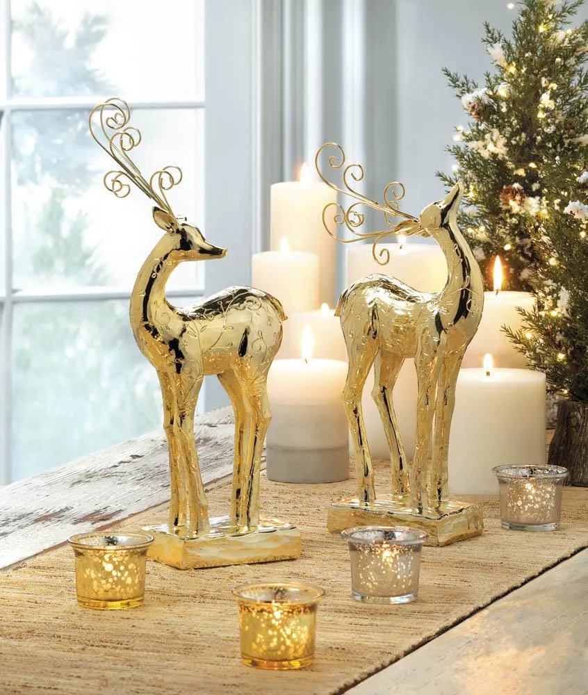 Golden Dasher Reindeer Statue