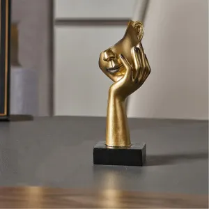 Golden Thinking Abstract Art Face Figurine