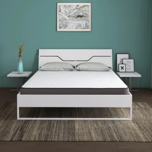 Grande Wood and Metal Hybrid Bed (White)   Lite Dual Comfort Mattress (King)