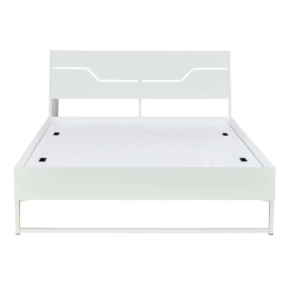 Grande Wood and Metal Hybrid Bed (White)   Lite Dual Comfort Mattress (King)