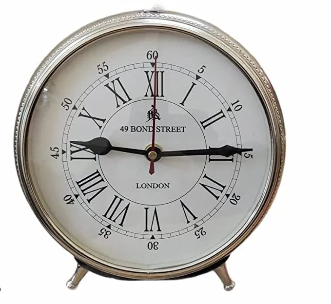 Great Choice Chrome Finish Table Clock Nautical Style Shiny Silver Desk Analog Roman Clock Office & Home Desk Decor Christmas Gift
