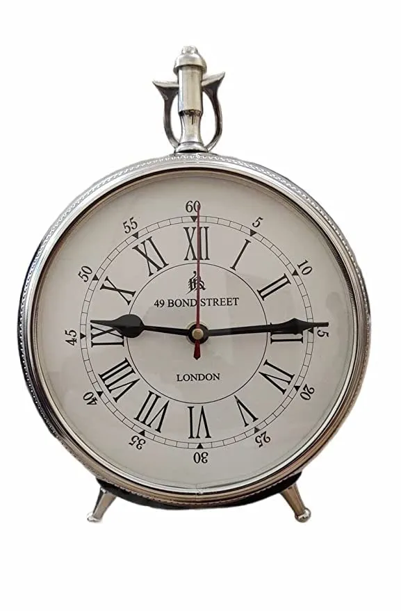 Great Choice Chrome Finish Table Clock Nautical Style Shiny Silver Desk Analog Roman Clock Office & Home Desk Decor Christmas Gift