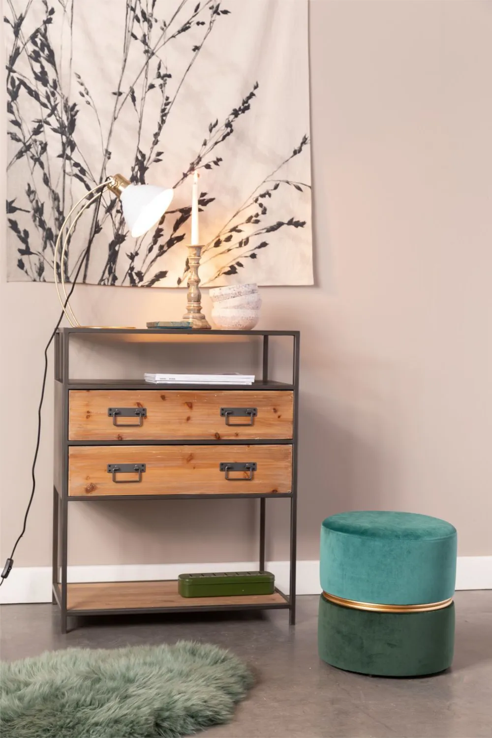 Green Accent Stool | DF Bubbly Forrest