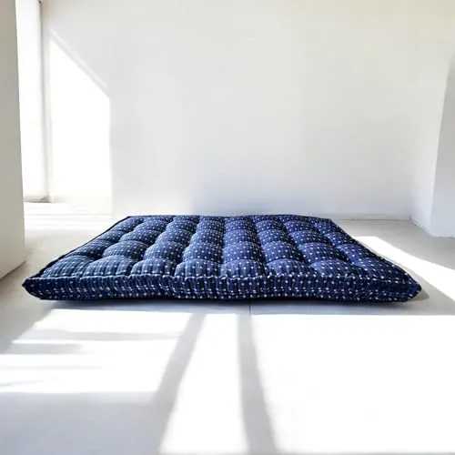 H B Msala Gadda Medium Firm Soft Cotton Quilt Mattress, Rectangle Type, Black Hosiery Cotton, Premium Blue Box Pack of 1 (4X 6 Double) |Perfect for a restful Night's Sleep|Upgrade Your Sleep|