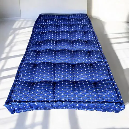 H B Msala Gadda Medium Firm Soft Cotton Quilt Mattress, Rectangle Type, Black Hosiery Cotton, Premium Blue Box Pack of 1 (4X 6 Double) |Perfect for a restful Night's Sleep|Upgrade Your Sleep|