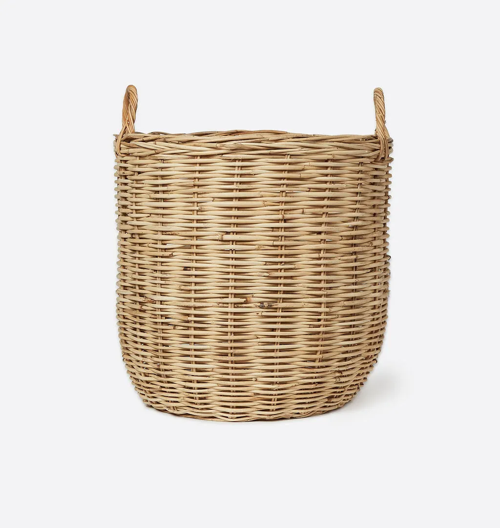 Hand-Woven Rattan Basket w/ Handles