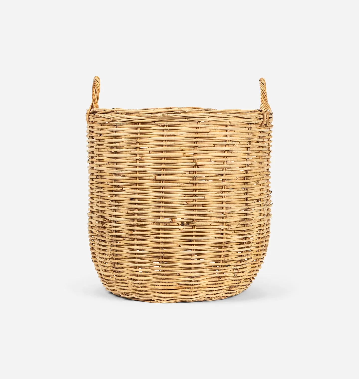 Hand-Woven Rattan Basket w/ Handles
