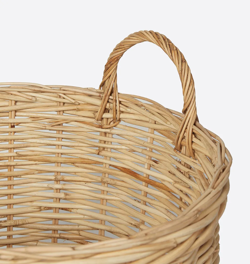 Hand-Woven Rattan Basket w/ Handles