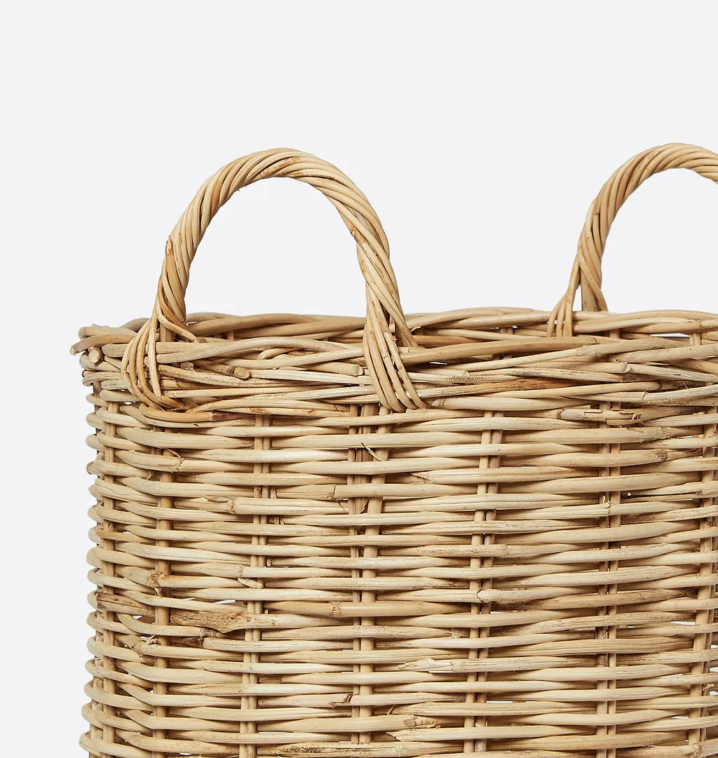 Hand-Woven Rattan Basket w/ Handles