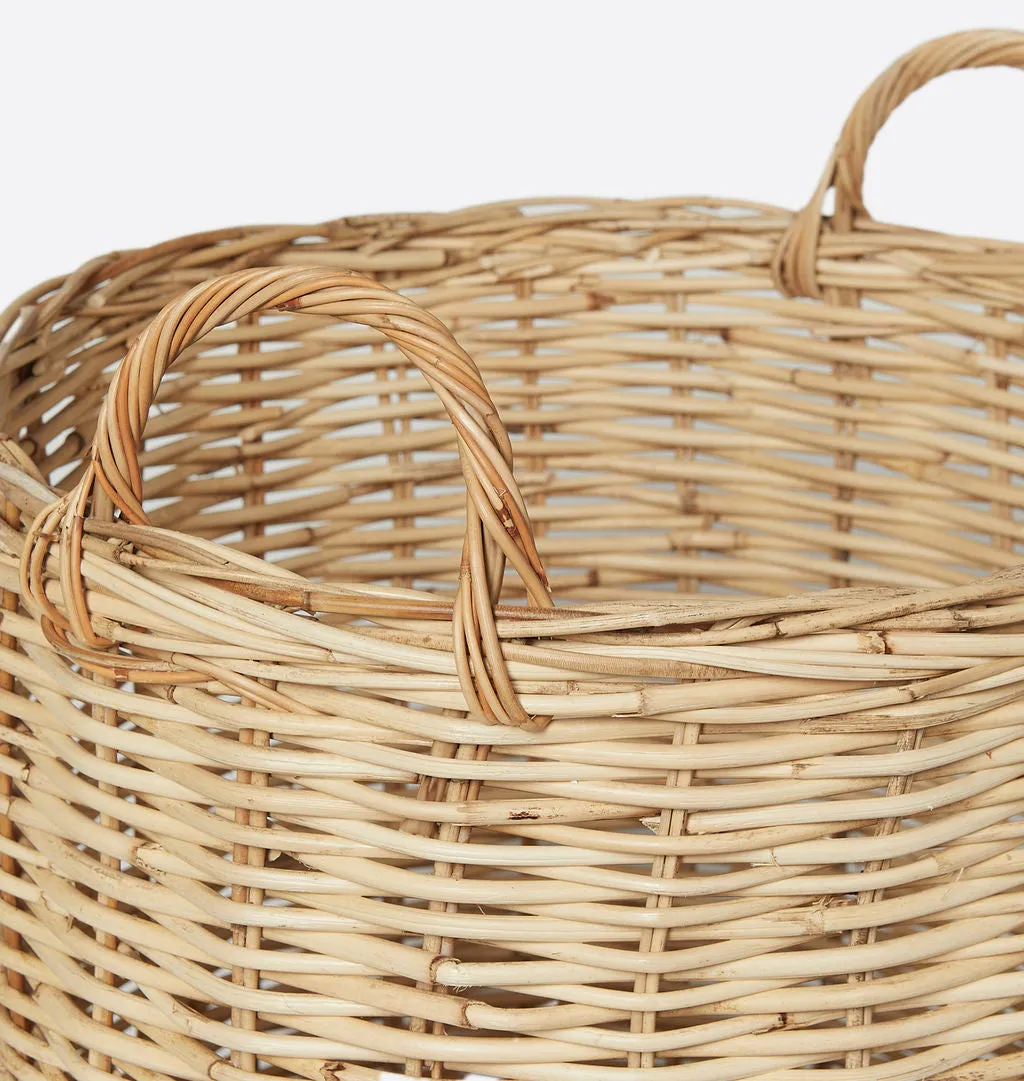Hand-Woven Rattan Basket w/ Handles