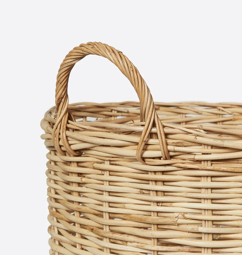 Hand-Woven Rattan Basket w/ Handles