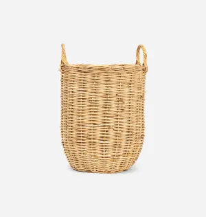 Hand-Woven Rattan Basket w/ Handles