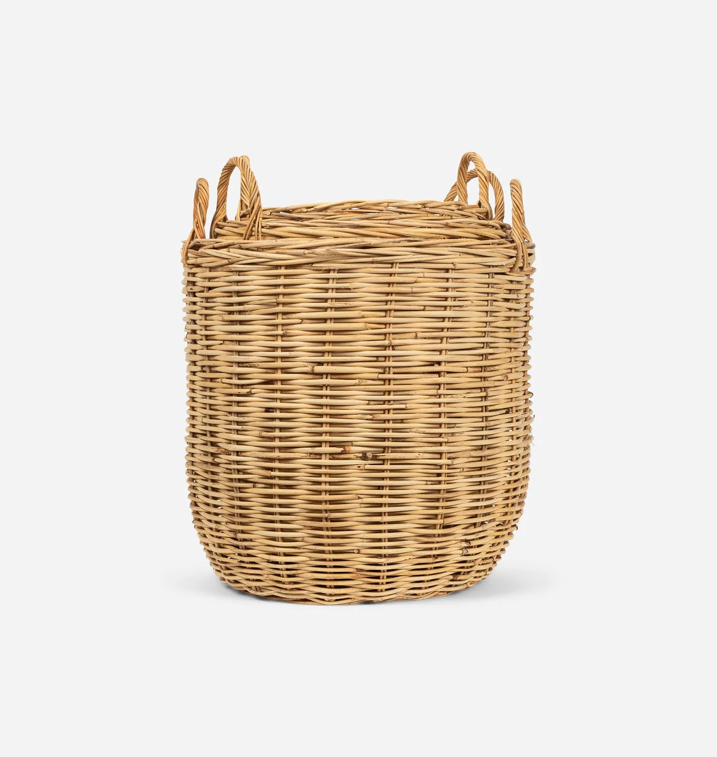 Hand-Woven Rattan Basket w/ Handles