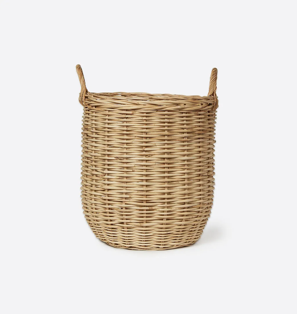 Hand-Woven Rattan Basket w/ Handles