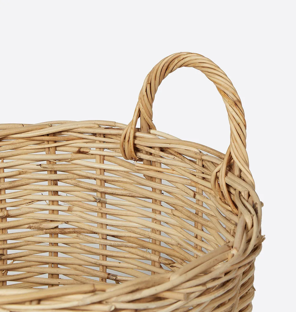 Hand-Woven Rattan Basket w/ Handles