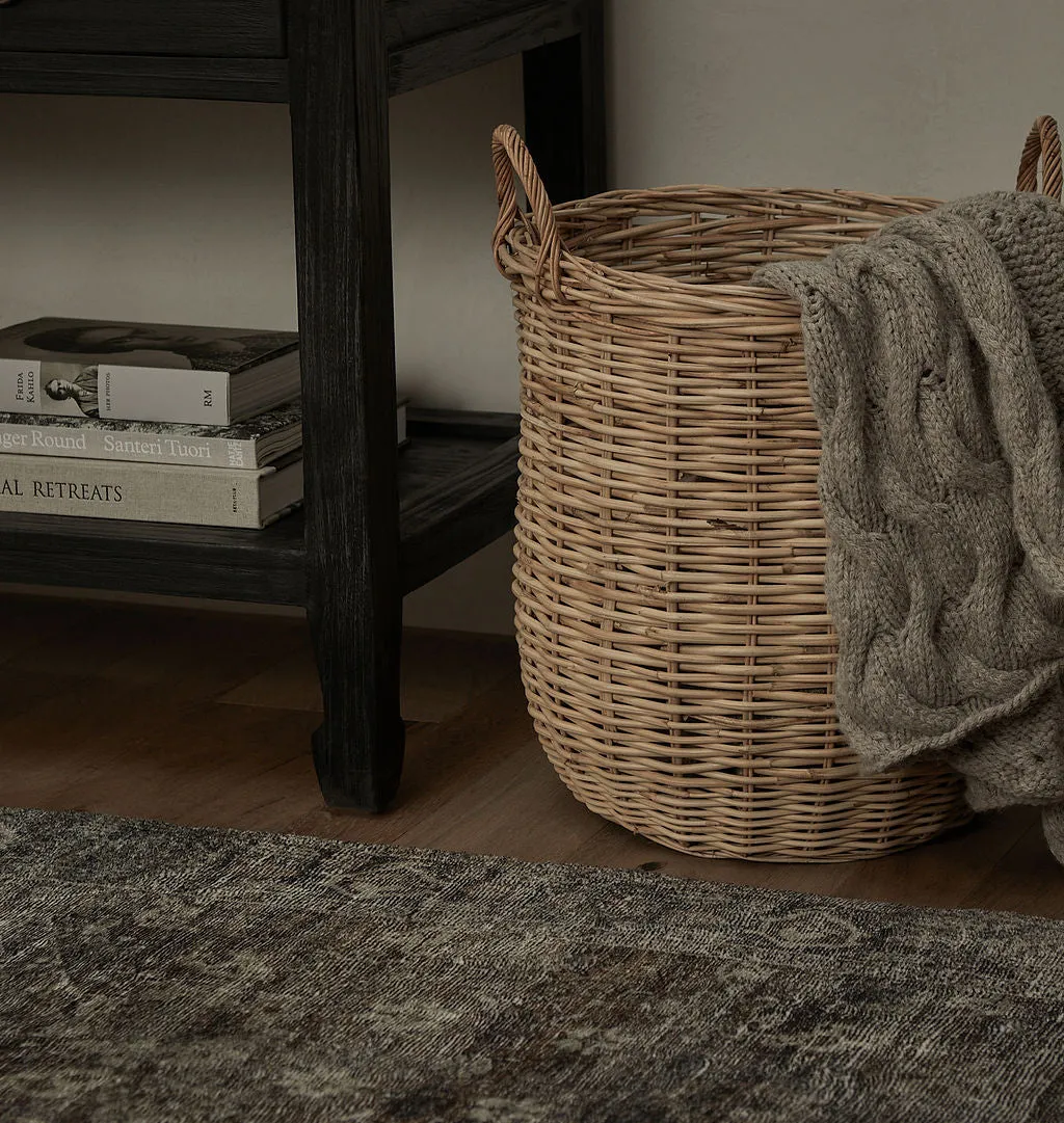 Hand-Woven Rattan Basket w/ Handles