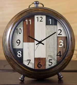 Handmade Wooden 5" Table Top Clock Desk Clock Antque Style Hanging Clock Home & Office, Bed Room, Decor Wedding Gift (Multicolor Dial)