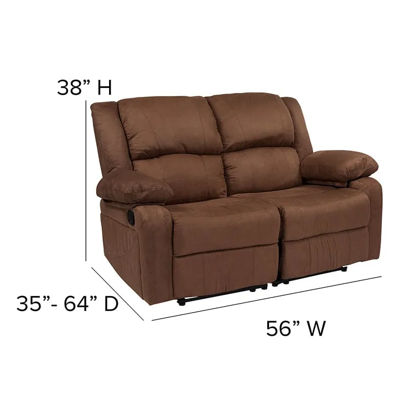 Harmony Series Brown LeatherSoft Loveseat with Two Built-In Recliners - BT-70597-LS-BN-GG