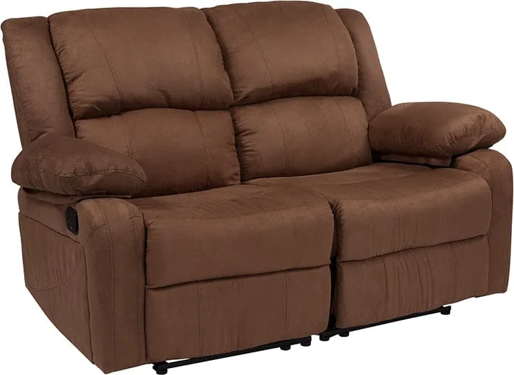 Harmony Series Brown LeatherSoft Loveseat with Two Built-In Recliners - BT-70597-LS-BN-GG