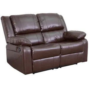 Harmony Series Brown LeatherSoft Loveseat with Two Built-In Recliners - BT-70597-LS-BN-GG