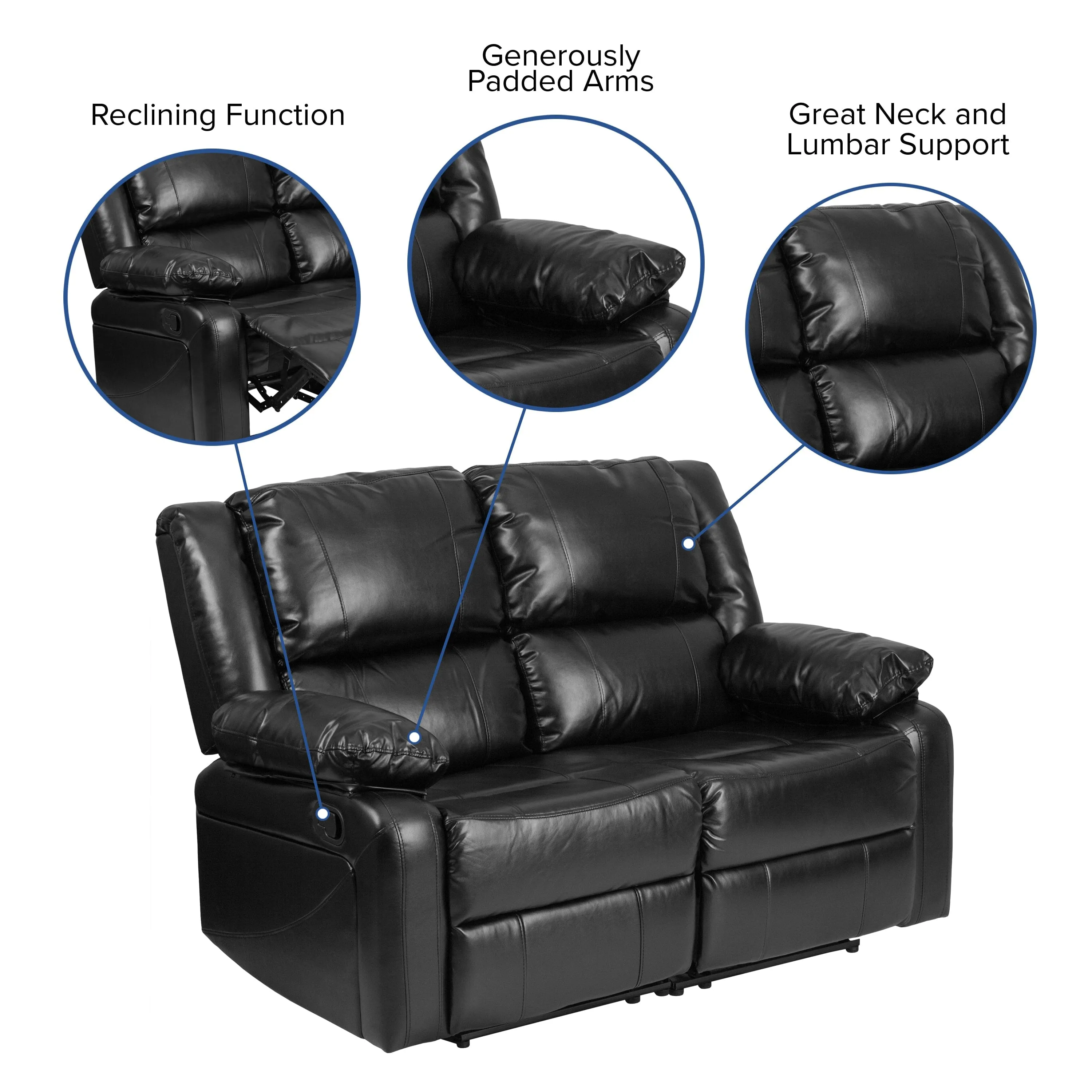 Harmony Series Brown LeatherSoft Loveseat with Two Built-In Recliners - BT-70597-LS-BN-GG