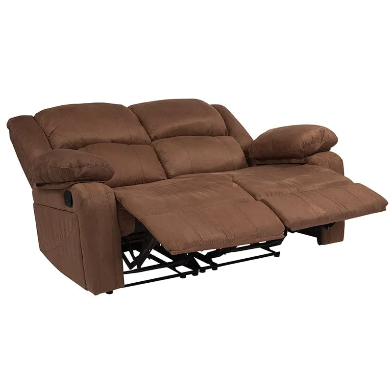 Harmony Series Brown LeatherSoft Loveseat with Two Built-In Recliners - BT-70597-LS-BN-GG
