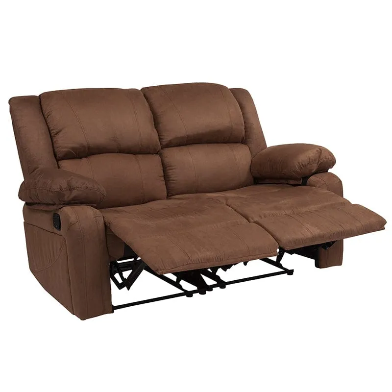 Harmony Series Brown LeatherSoft Loveseat with Two Built-In Recliners - BT-70597-LS-BN-GG