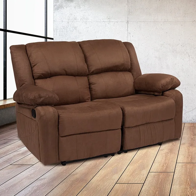 Harmony Series Brown LeatherSoft Loveseat with Two Built-In Recliners - BT-70597-LS-BN-GG