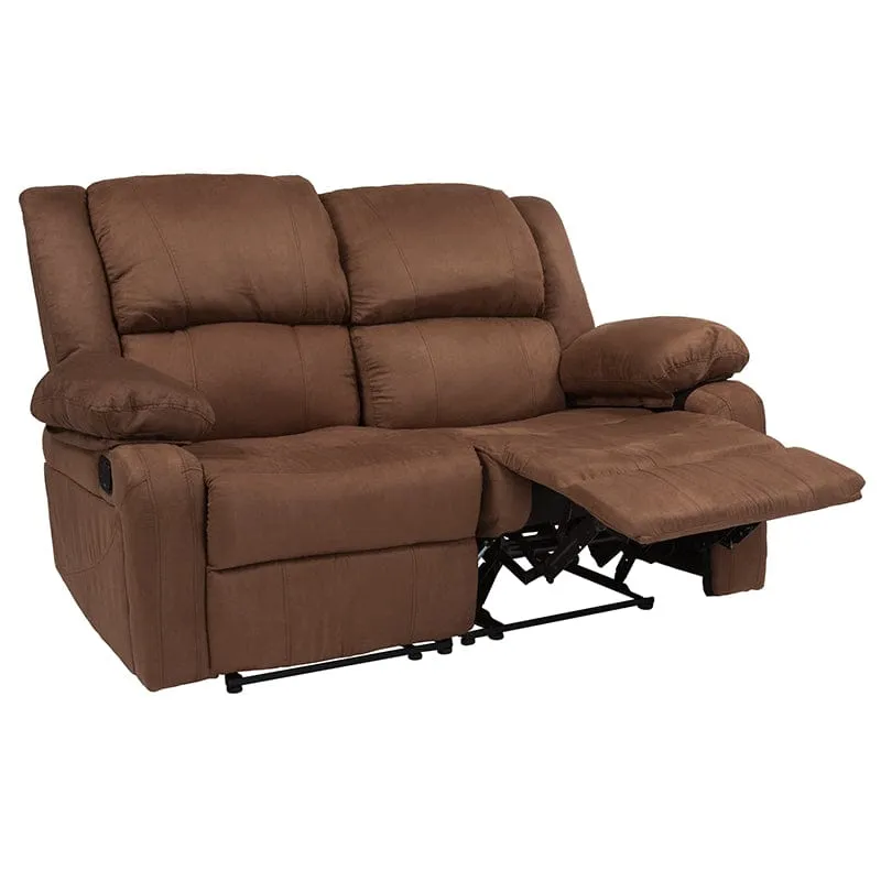 Harmony Series Brown LeatherSoft Loveseat with Two Built-In Recliners - BT-70597-LS-BN-GG