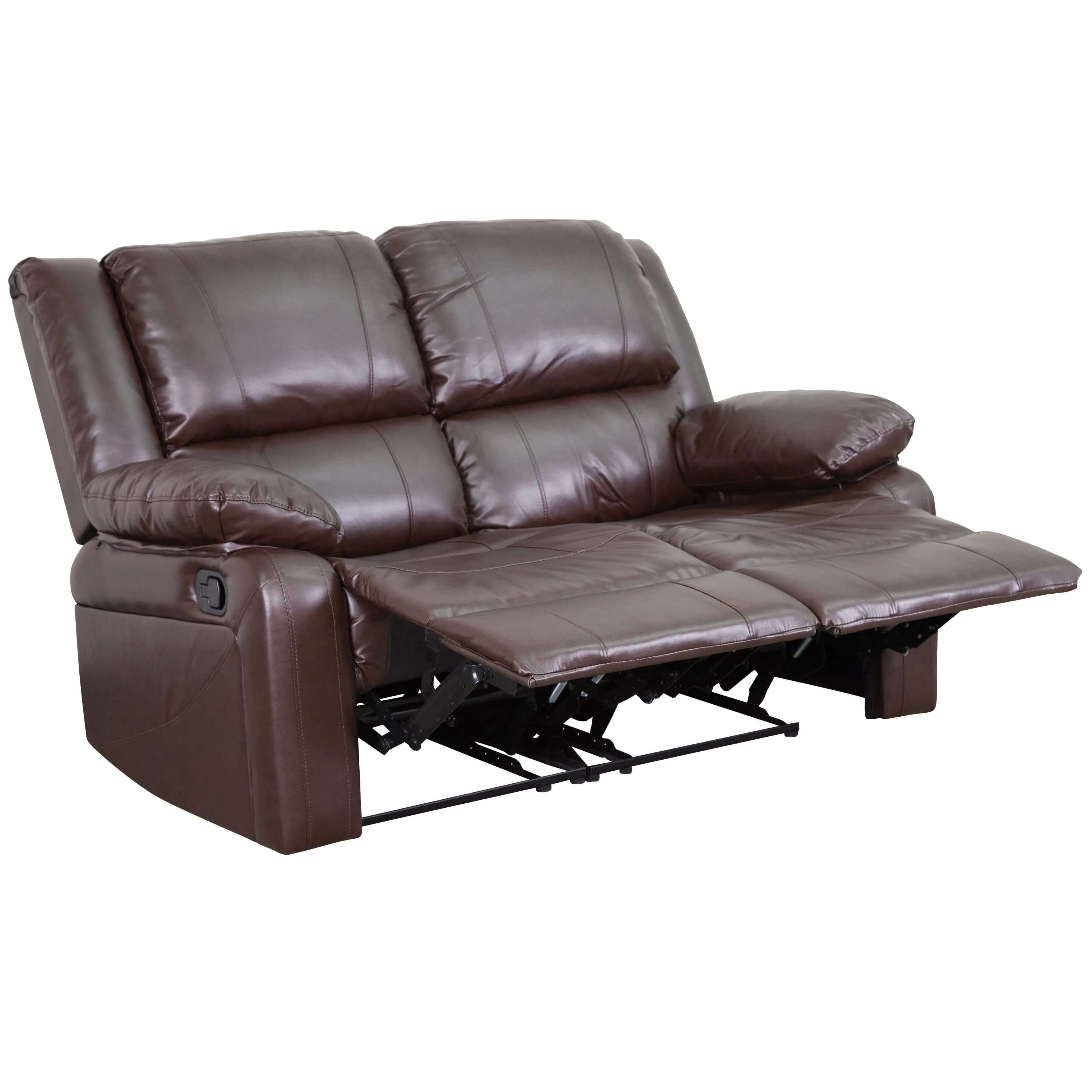 Harmony Series Brown LeatherSoft Loveseat with Two Built-In Recliners - BT-70597-LS-BN-GG