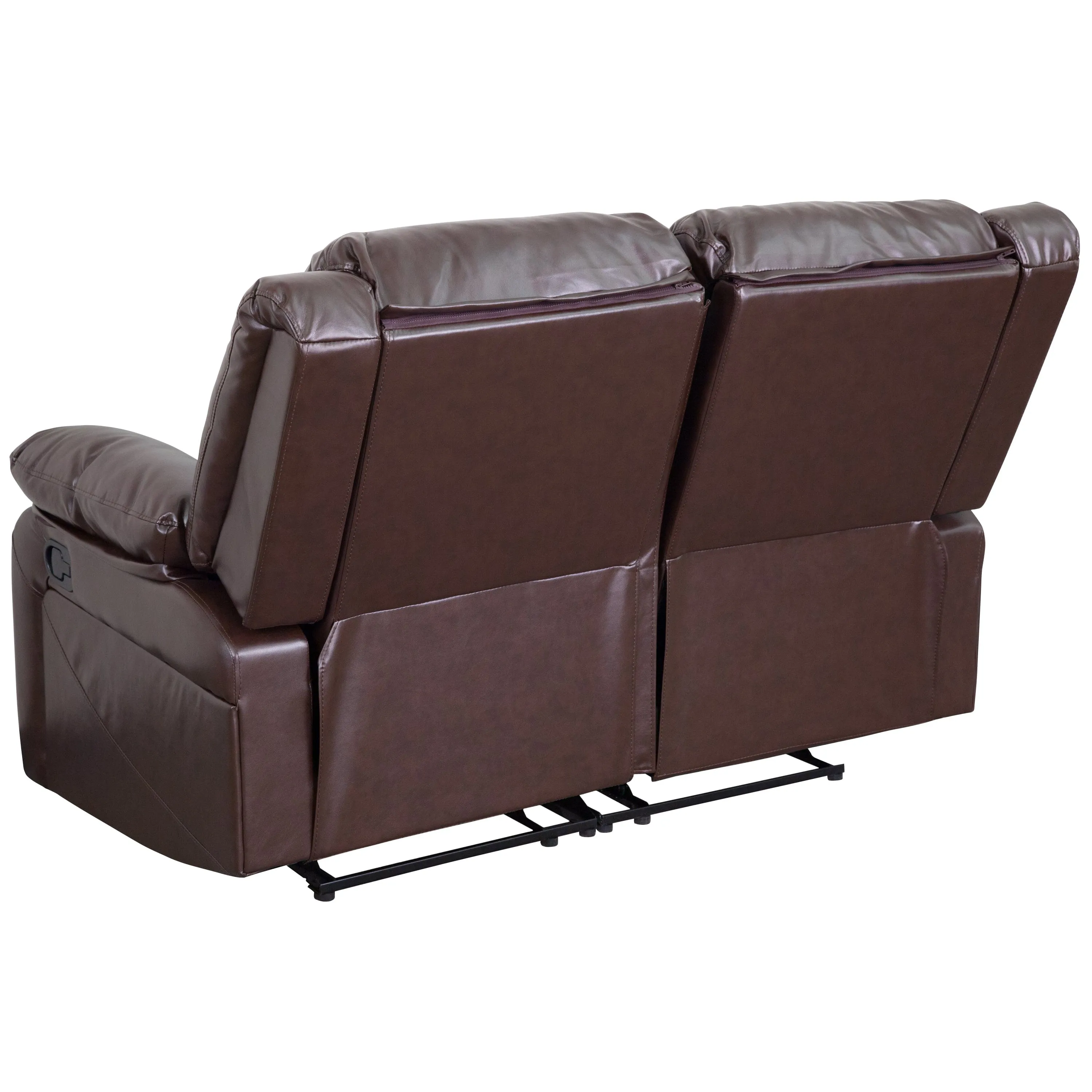 Harmony Series Brown LeatherSoft Loveseat with Two Built-In Recliners - BT-70597-LS-BN-GG