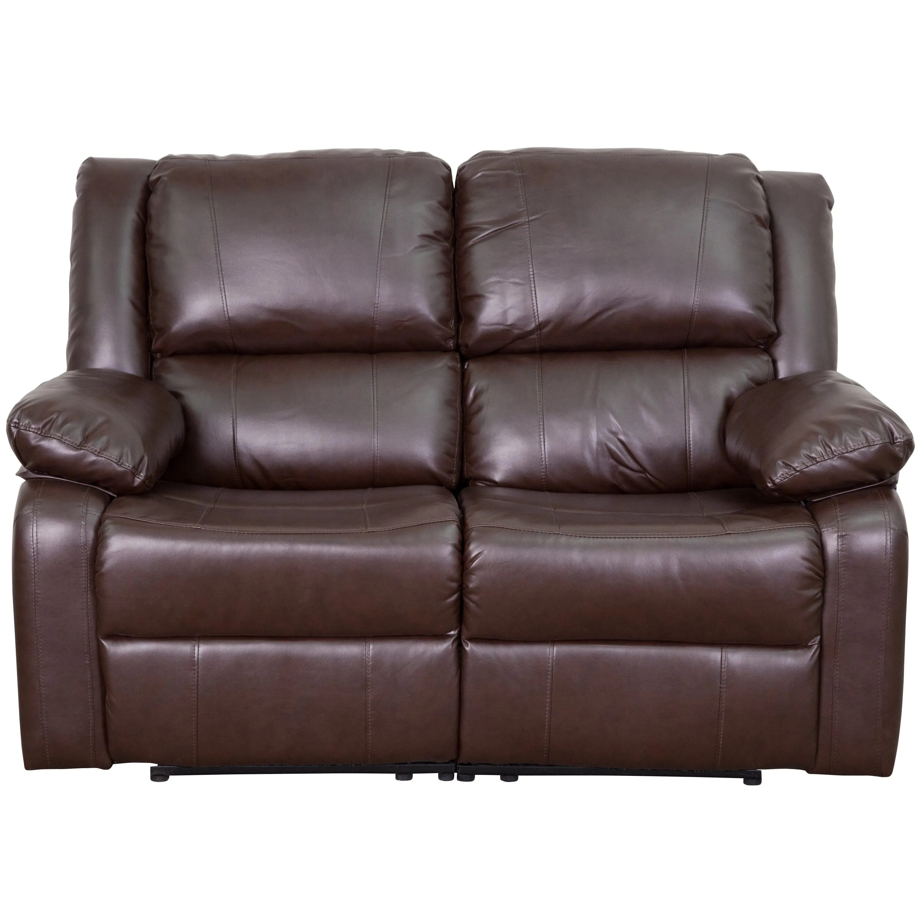 Harmony Series Brown LeatherSoft Loveseat with Two Built-In Recliners - BT-70597-LS-BN-GG