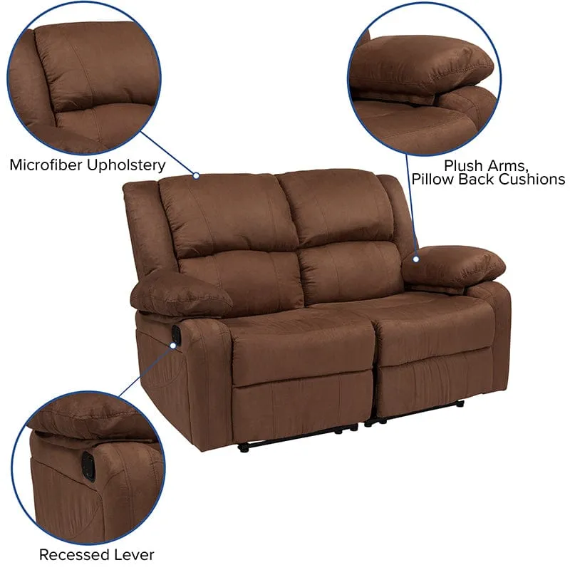 Harmony Series Brown LeatherSoft Loveseat with Two Built-In Recliners - BT-70597-LS-BN-GG