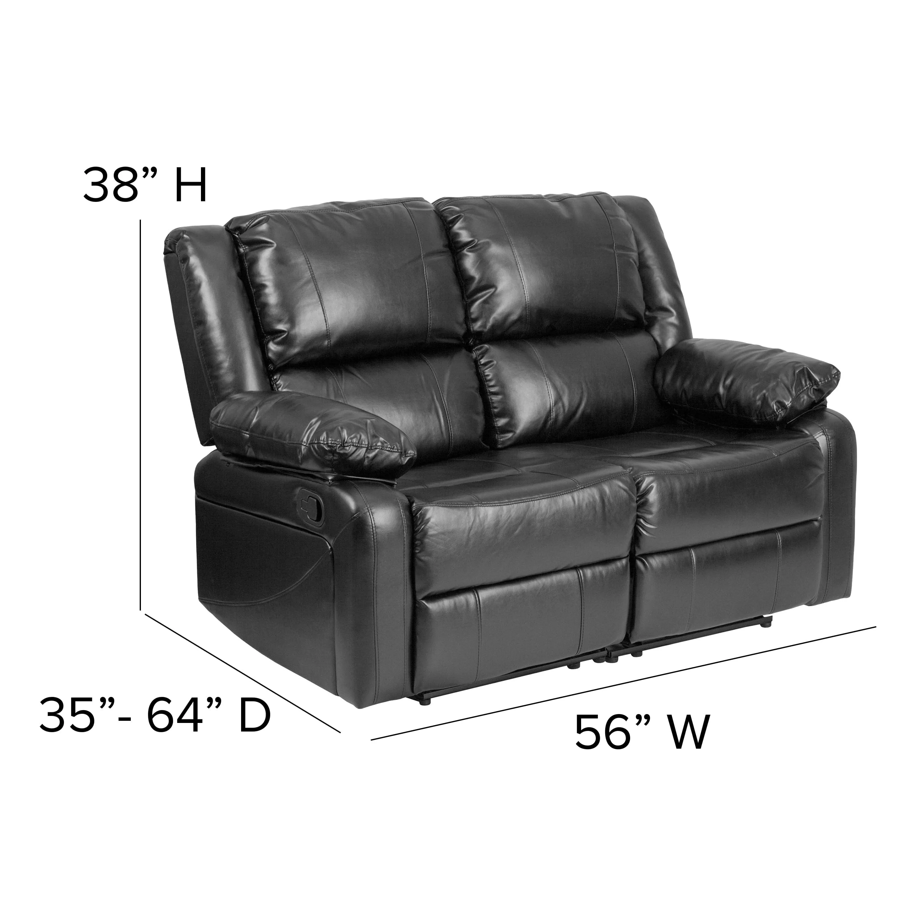 Harmony Series Brown LeatherSoft Loveseat with Two Built-In Recliners - BT-70597-LS-BN-GG
