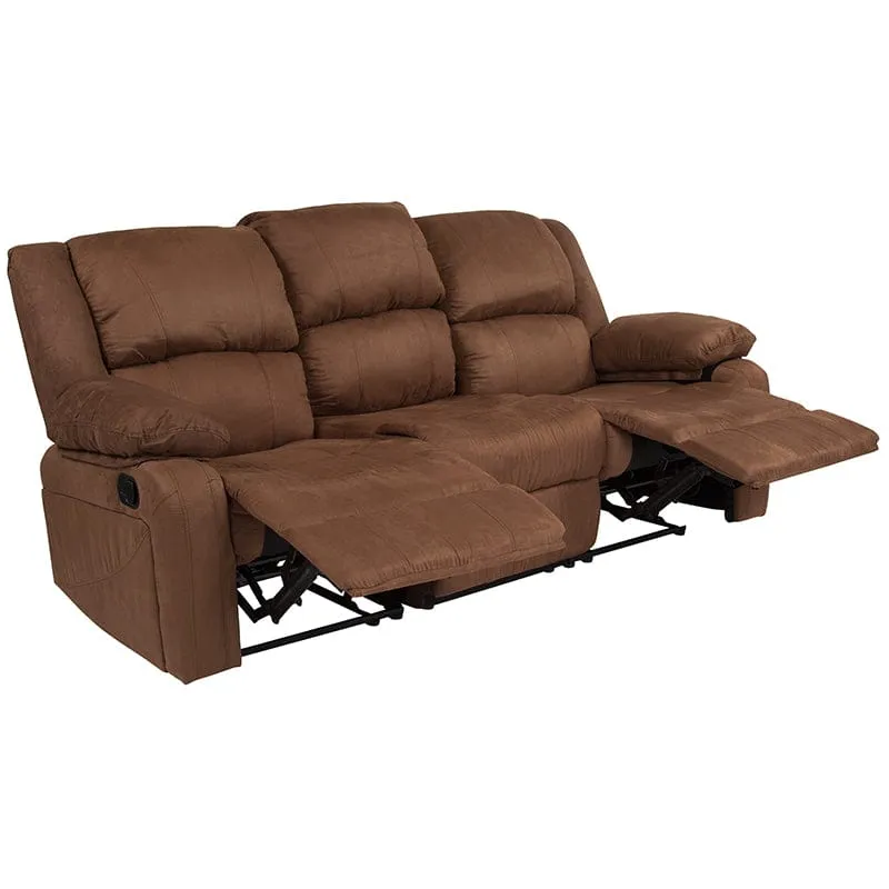 Harmony Series Brown LeatherSoft Sofa with Two Built-In Recliners - BT-70597-SOF-BN-GG