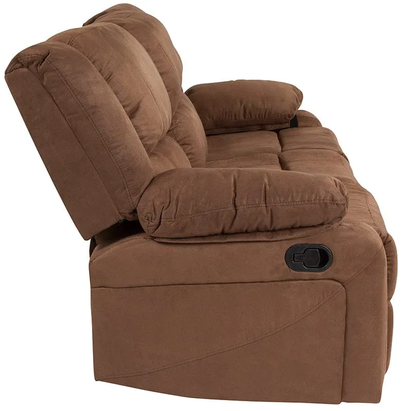 Harmony Series Brown LeatherSoft Sofa with Two Built-In Recliners - BT-70597-SOF-BN-GG